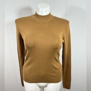 Louben Silk Turtleneck Women’s Knit Sweater Size Large Long Sleeve Brown